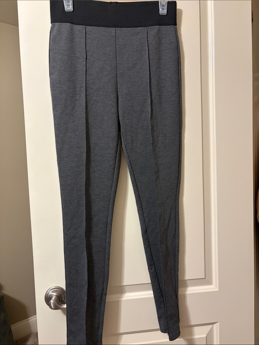Metaphor Gray Slim Ponte Leggings with Black Waistband